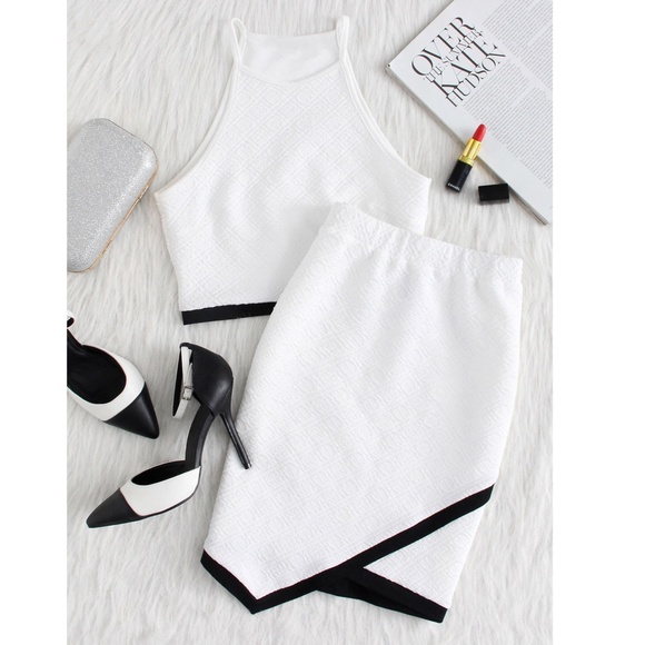 Rouge! Dresses & Skirts - White 2 Piece Set: Crop Top and Pencil Skirt